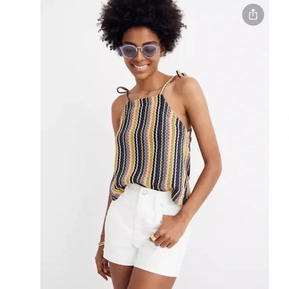 Texture & thread for madewell tie shoulder tank top in rainbow crotchet sz sm